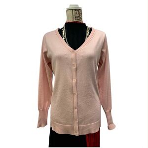 Mildays Pink V-Neck Button-Up Sweater Size M